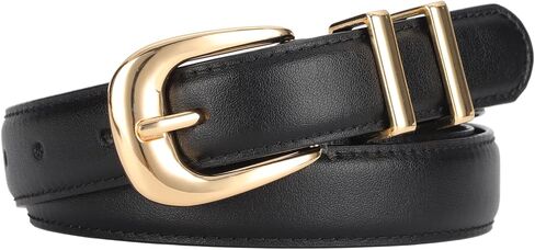 ALAIX Women's Leather Belt for Jeans Pants Dress Black Leather Belt with Gold/Silver Buckle Fashion Jeans Belts for Women in Kuwait