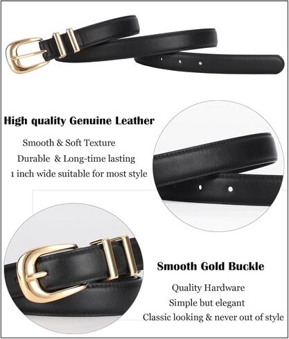 ALAIX Women's Leather Belt for Jeans Pants Dress Black Leather Belt with Gold/Silver Buckle Fashion Jeans Belts for Women in Kuwait