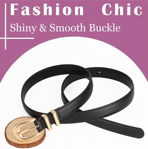 ALAIX Women's Leather Belt for Jeans Pants Dress Black Leather Belt with Gold/Silver Buckle Fashion Jeans Belts for Women in Kuwait
