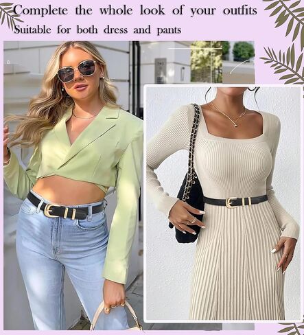 ALAIX Women's Leather Belt for Jeans Pants Dress Black Leather Belt with Gold/Silver Buckle Fashion Jeans Belts for Women in Kuwait