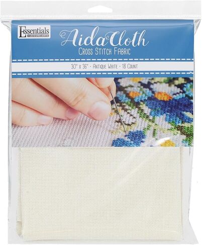 Essentials By Leisure Arts Aida Cloth, 18 Count, 30" x 36", Antique White Cross Stitch Fabric for Embroidery, Cross Stitch, Machine Embroidery and Needle Work in Kuwait