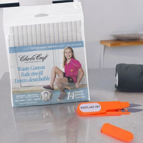 Charles Craft Waste Canvas 14 Ct, Cross Stitch Fabric,Bundle With Westlake Art Embroidery Scissors, Natural Canvas Fabric For Needlework Projects, Durable Cotton Blend,(Includes 6 Sheets), [Pack Of 4] in Kuwait