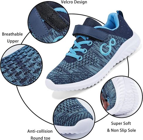 أحذية Aomigoct للأطفال الصغار أحذية رياضية للأولاد والبنات مع حزام غير قابل للانزلاق للفتيات أحذية تنس رياضية قابلة للتنفس للأولاد أحذية مشي مريحة وخفيفة الوزن in Saudi Arabia