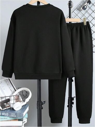 Boy's 2 Piece Outfits Letter Print Crew Neck Long Sleeve Sweatshirt and Sweatpants Set in Saudi Arabia