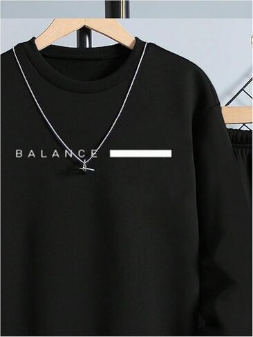 Boy's 2 Piece Outfits Letter Print Crew Neck Long Sleeve Sweatshirt and Sweatpants Set in Saudi Arabia