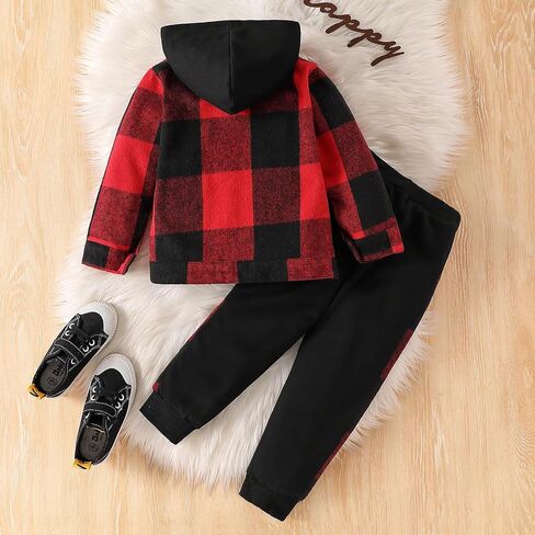 3PCS Toddler Baby Boy Outfits Plaid Jacket Shirts + Long Sleeve Top + Pants Clothing Sets in Saudi Arabia