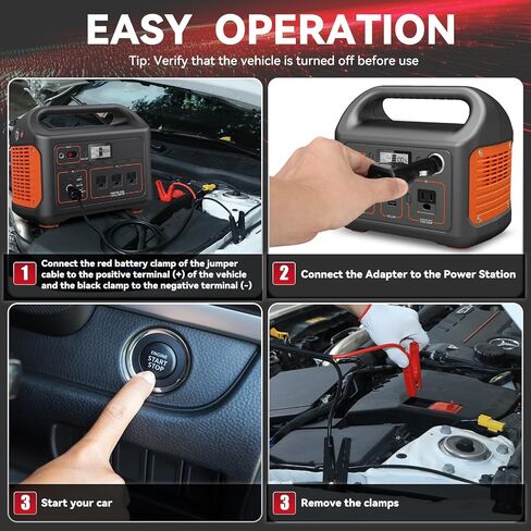 Beaspire Jumper Cables for Jackery 12V 10A Energy Storage Battery/Portable Power Station, Universal Car Charging Adapter 5.9FT 8AWG Cable Power Tool Line with Carry Bag Included in Saudi Arabia