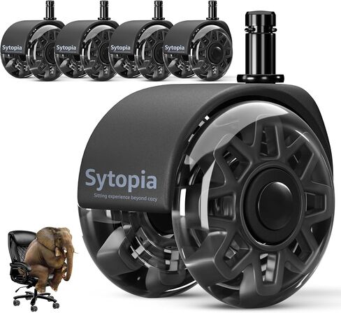 Sytopia Office Chair Wheels Replacement-2.5 Inch, Heavy Duty Caster Wheels Set of 5 for Carpet and Hardwood Floors Replace Office Chair Mat Universal Size(11x22 mm) Fits 99%-Black in Saudi Arabia