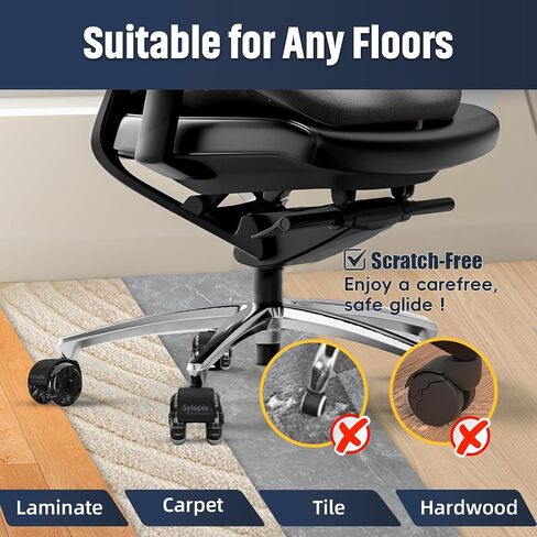 Sytopia Office Chair Wheels Replacement-2.5 Inch, Heavy Duty Caster Wheels Set of 5 for Carpet and Hardwood Floors Replace Office Chair Mat Universal Size(11x22 mm) Fits 99%-Black in Saudi Arabia