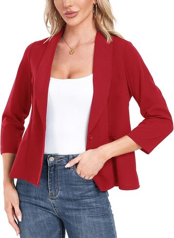 Blazer for Women Open Front Ruffle Office Work Business Casual Lightweight Suit Jacket Button Blazer 2024 in Saudi Arabia