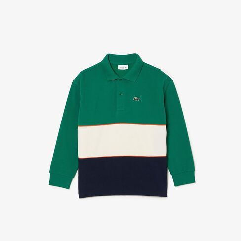 Lacoste Boys Long Sleeve Cotton Piqu頃olorblock Polo in Saudi Arabia