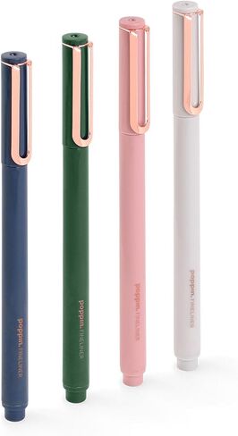 Poppin Fineliner Felt Tip Pens, Smooth Flow, Long Lasting Black Ink, Fine Point Tip, Ideal for Writing, Journaling, Sketching, Assorted Colors, Set of 4 (Assorted Velvet) in Saudi Arabia