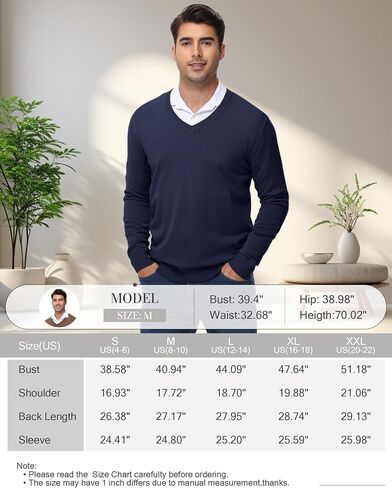 Ficerd 2 Pack Men's V Neck Long Sleeve Sweater Business Casual Slim Fit Pullover Fall Winter Lightweight Soft Sweaters in Saudi Arabia