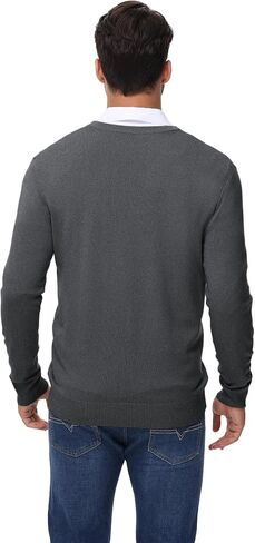 Ficerd 2 Pack Men's V Neck Long Sleeve Sweater Business Casual Slim Fit Pullover Fall Winter Lightweight Soft Sweaters in Saudi Arabia
