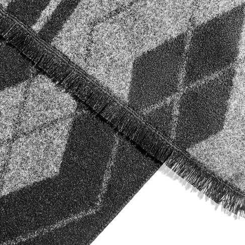 SUNOVELTIES Mens Winter Warm Scarf, 2 Pack Feel Wool Blend Tassel Soft Scarves Black Grey Long Grid Plaid Pattern in Saudi Arabia