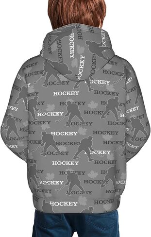 QIWCANM لاعبي الهوكي طباعة الشباب هوديي لصبي وفتاة مقنعين البلوز كم طويل بلايز دافئة كنزة قطيفة مع جيب in Kuwait