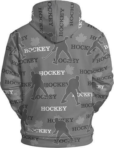 QIWCANM لاعبي الهوكي طباعة الشباب هوديي لصبي وفتاة مقنعين البلوز كم طويل بلايز دافئة كنزة قطيفة مع جيب in Kuwait