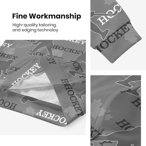 QIWCANM لاعبي الهوكي طباعة الشباب هوديي لصبي وفتاة مقنعين البلوز كم طويل بلايز دافئة كنزة قطيفة مع جيب in Kuwait