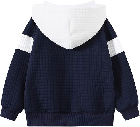 Boys Hooded Sweatshirts Waffle Knit Colorblock Pullover Hoodies Casual Sweatshirt 4-12 Years in Saudi Arabia