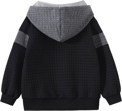 Boys Hooded Sweatshirts Waffle Knit Colorblock Pullover Hoodies Casual Sweatshirt 4-12 Years in Saudi Arabia
