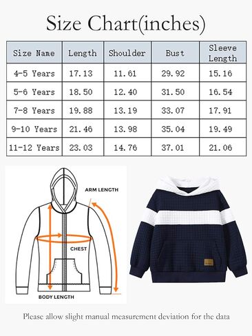 Boys Hooded Sweatshirts Waffle Knit Colorblock Pullover Hoodies Casual Sweatshirt 4-12 Years in Saudi Arabia