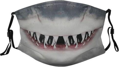 Funny Shark Mouth Teeth Face Mask with 2 Filters Breathable Adjustable Cloth Masks Balaclavas for Men Women & Teens in Saudi Arabia