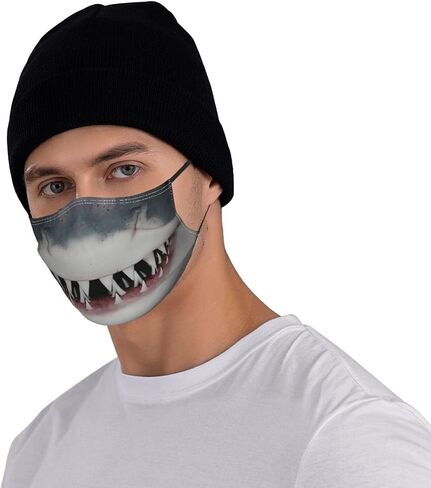 Funny Shark Mouth Teeth Face Mask with 2 Filters Breathable Adjustable Cloth Masks Balaclavas for Men Women & Teens in Saudi Arabia