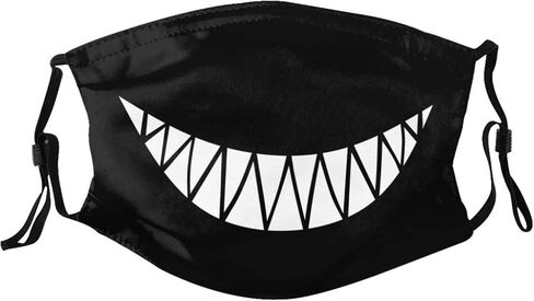 Funny Shark Mouth Teeth Face Mask with 2 Filters Breathable Adjustable Cloth Masks Balaclavas for Men Women & Teens in Saudi Arabia