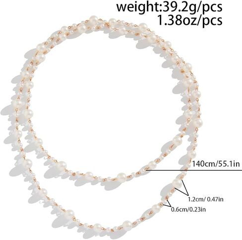 Gold and Long Pearl Necklaces for Women White Faux Pearl Necklace Camellia Flower Layered Pearl Necklace Charm Five Leaf Flower Sweater Chain Jewelry Gifts in Kuwait