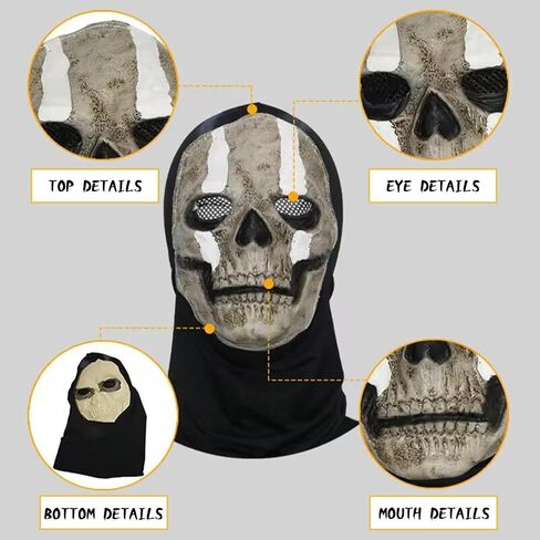 GTETKDE Ghost Skull Mask Latex Skeleton Scary Mask Halloween Cosplay Costume Balaclava MW2 Windproof Full Face Skull Masks in Saudi Arabia