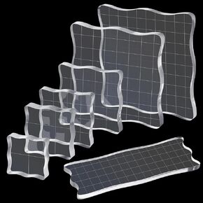7 Pieces Acrylic Stamp Blocks Assorted Sizes Stamp Blocks Acrylic Clear Stamping Blocks with Grid Lines Clear Acrylic Mounting Blocks Decorative Stamp Blocks for Kids Scrapbooking DIY Crafts Making