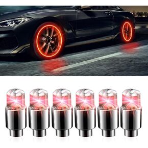 Pack-6 Car Tire Flash Light, Waterproof Shockproof PVC Vehicle Safety Night Light Accessory, Universal Automotive Tire Valve Stem LED Light Decoration for Motorcycle Truck SUV (Blue)