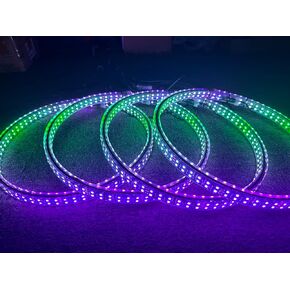 SDO 17.5'' Quad Row Dream Color Chase Double-Side LED Wheel Light Million Color Shift Rim Lights w/Turn Signal,Braking,Lock,Black Iron Ring Neon Light Bluetooth & Remote Ctrl (17.5'')