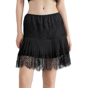Women Y2k Lace Slip Skirt Mini Ruffle Pleated Flowy Short Skirts