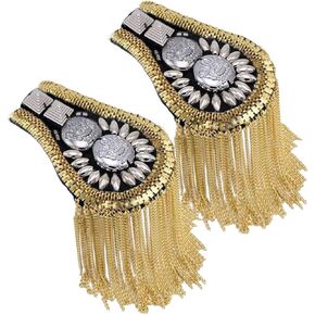 1 Pair Blazer Epaulet/Kpop Fringed/Tassel Metal Punk Shoulder Epaulette/Dpikes Brooch for Men Women 3 Colors Options