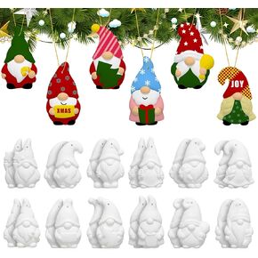 Suzile 24 Pcs Christmas Ceramics to Paint Ready to Paint Ceramics Christmas Ornaments Xmas Gnome Ceramic Painting Kit Christmas Crafts for Adults