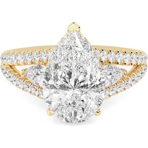 1-5 Carat (ctw) White Gold Pear,Round Cut LAB GROWN Diamond Three Stone Engagement Ring (Color E-F Clarity VS2-SI1)