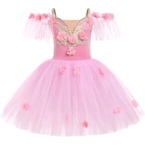 Ballerina Dress for Girl Off Shoulder Ballet Dance Maxi Tulle Tutu Princess Halloween Christmas Swan Lake Outfits