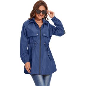 Avoogue Women Waterproof Hiking Raincoat Outdoor Lined Rain Jacket Lightweight Hooded Jackets Trench Coats