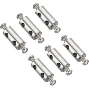 PATIKIL 25x11mm Wire Rope Clips Set, 6 Pcs 6mm Hole Steel Double Holes Lock Cable Clamps Clip with M4x0.7 Phillips Screws for Cable DIY Fittings, Silver