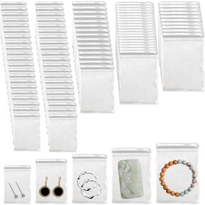 160 PCS Jewelry Bag Self Seal Plastic Zipper Bag Clear PVC - Clarity Tarnish Prevention,Small Sealed Bag,Resealable packaging or Storage,Arrangement of Jewelry, Earrings and Rings, 5 Sizes