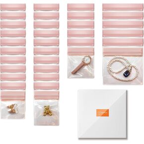 EVA Anti Tarnish Silver Jewelry Storage Bags Pouches, Small Clear Plastic Jewelry Bags for Ring Earing Chain Bracelet for Selling, Jelly-Like Softness, No Yellowing, No Odors, 30 PCS Mix Sizes