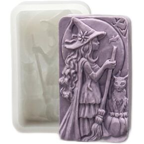 Witch Silicone Mold SOAP Plaster Wax Resin Clay 5oz