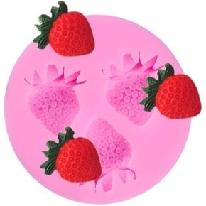 Pink 3D Strawberry Fondant Mold, Silicone Chocolate Candy Mold for Cupcake Cake Decoration Handmade Soap Embeds Polymer Clay Resin Mold For Cake Decorating Kitchen Cookware, Pastry and Baking Molds