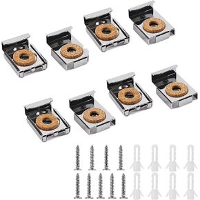 Mirror Clips, Spring Mirror Clamp Frameless Mirror Glass Clamp - Wall Mounted Mirrors Bracket/Clip - Mirror Fixing Accessories Black - (8 Pcs)