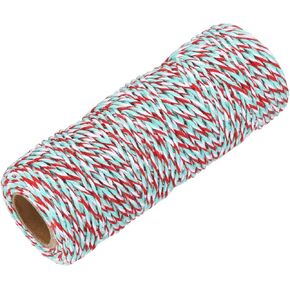 MECCANIXITY Cotton Rope Twisted Braided Rope Cord, Red Green White50m/55 Yard 1.5mm Dia for Wall Hanging, Plant Hanger, Knitting, Macrame Knotting