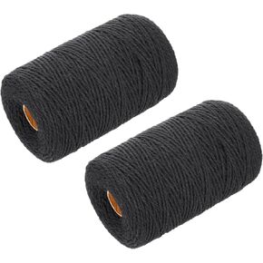 MECCANIXITY 2pcs Cotton Rope Twisted Braided Rope Cord, White100m/109 Yard 2mm Dia for Wall Hanging, Plant Hanger, Knitting, Macrame Knotting