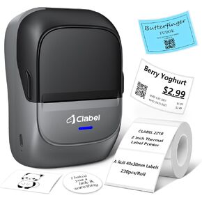 CLABEL Label Maker Machine with Tape: 221B Inkless Label Printer 2 Inch Portable Bluetooth Handheld Sticker Barcode Thermal Printer Compatible with Phone & PC for Small Business Retail School Office