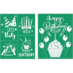 DGAGA Birthday Self-Adhesive Silk Screen Stencils Wish Screen Printing Stencils Reusable Stencil for Craft Party Mesh Transfer for Painting on Wood Fabric Bag Party Decor 8.5x11IN