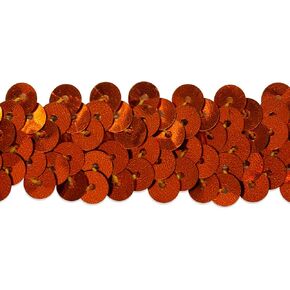 2-Row Metallic Stretch Sequin Trim, 7/8-Inch Versatile Sequins for Crafts, Durable Sequins Trim for Sewing, 10-Yard Cut, Orange